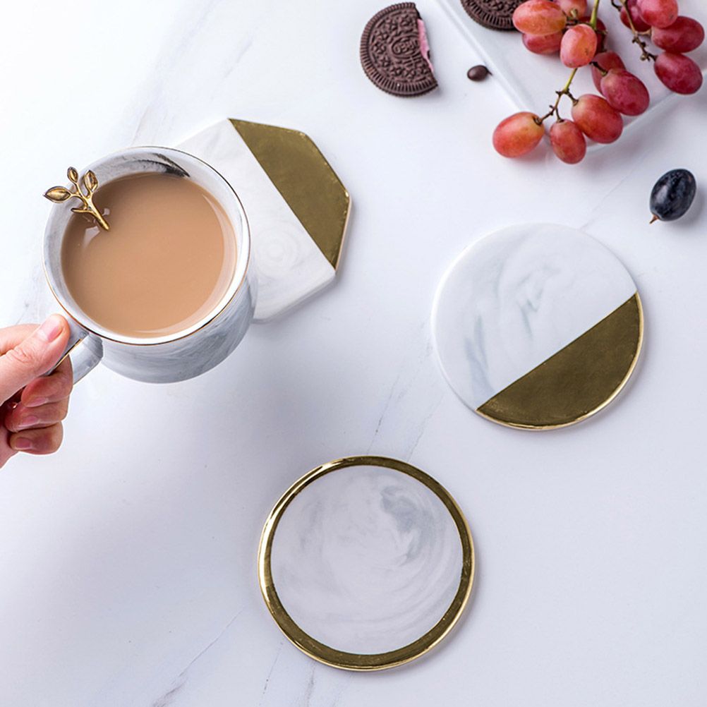 Gold Marble Coasters Ceramic Coaster Tea Cup Pad Table Mat Coaster Coffee Tea Cup Place Mats