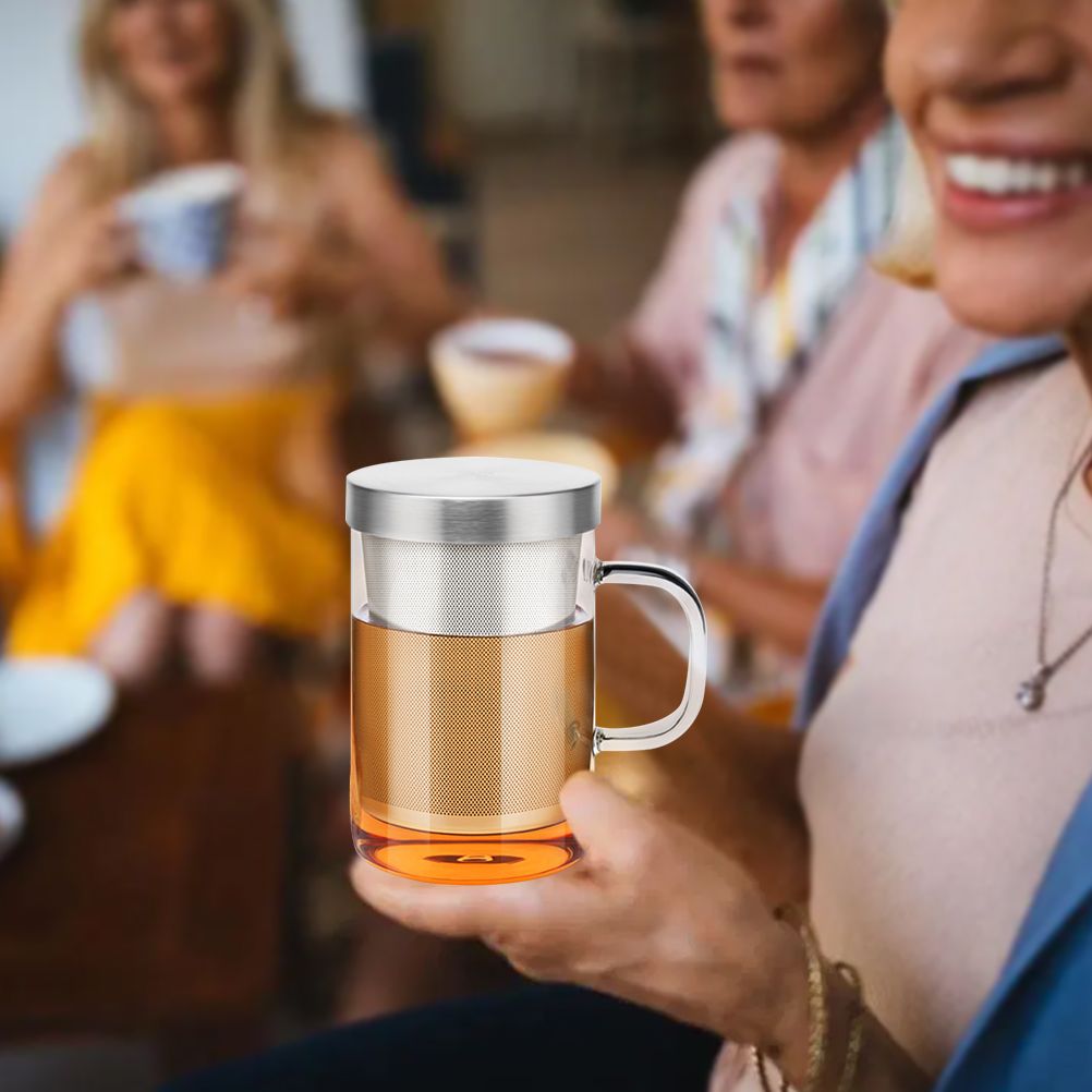 450ml Infuser Glass Tea Cup Borosilicate Glass Tea Cup with Filter and Lid
