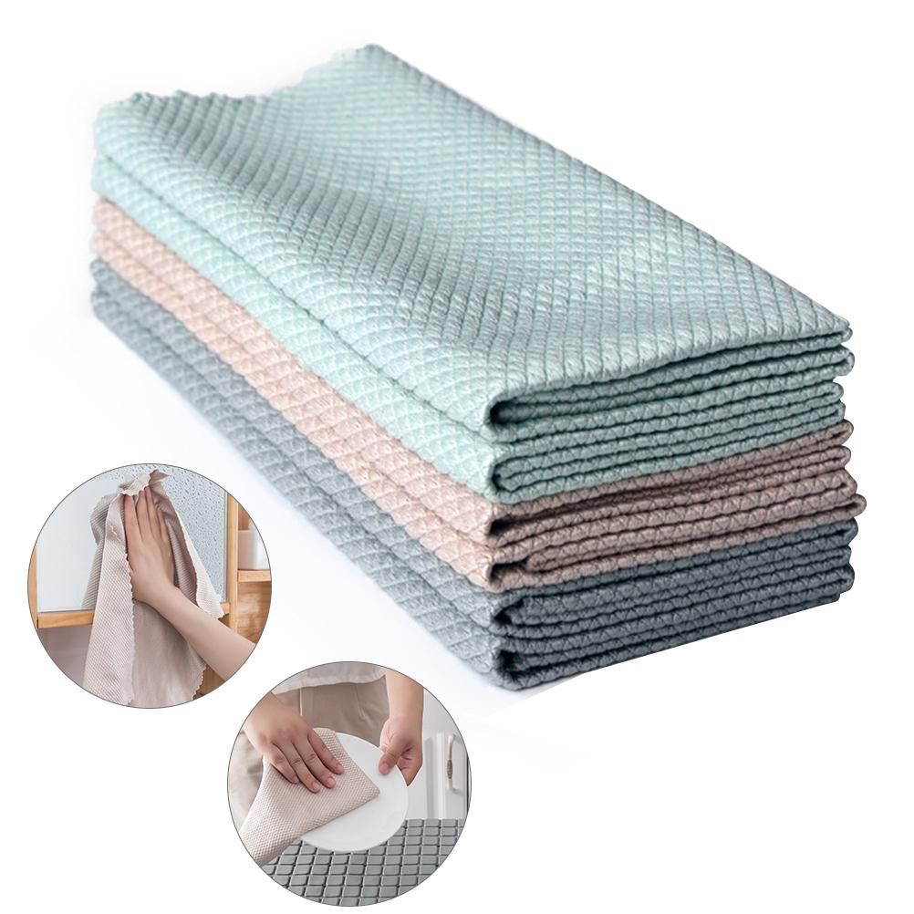Special Fish Scale Rag For Glass Cleaning No Traces Housework Cleaning Cloth Kitchen Oil Removal Non Marking Absorbent Non Linting Towel
