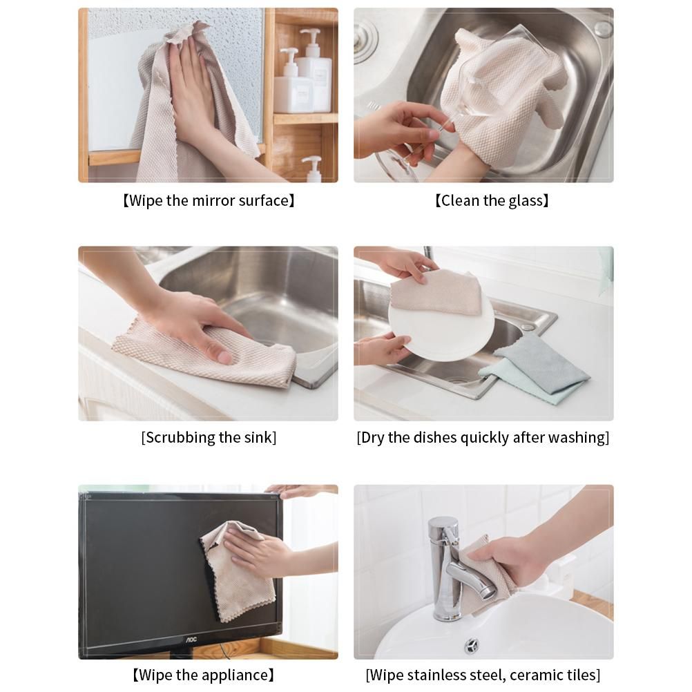 Special Fish Scale Rag For Glass Cleaning No Traces Housework Cleaning Cloth Kitchen Oil Removal Non Marking Absorbent Non Linting Towel