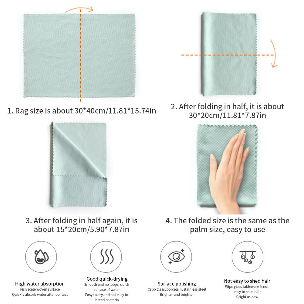 Special Fish Scale Rag For Glass Cleaning No Traces Housework Cleaning Cloth Kitchen Oil Removal Non Marking Absorbent Non Linting Towel