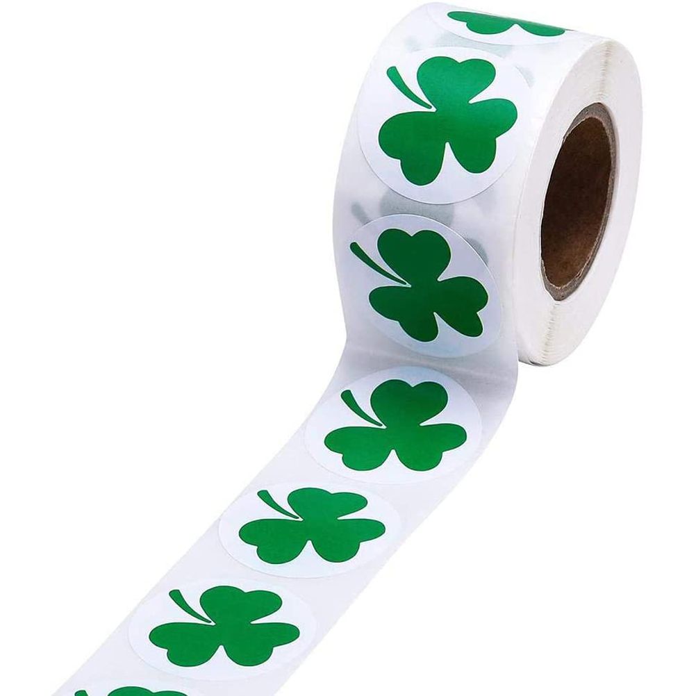 St. Patrick's Day Stickers Shamrock Roll Stickers Self Adhesive Label Craft Decoration Shamrock Labels
