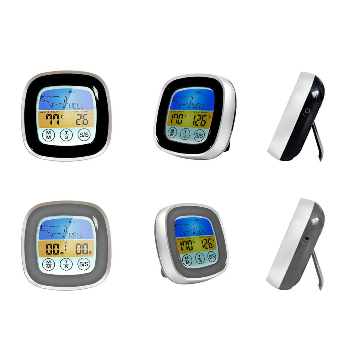 BBQ Thermometer 2 Alarm Mode Touch Screen Backlight Function Meat Thermometer for Outdoor Camping Picnic