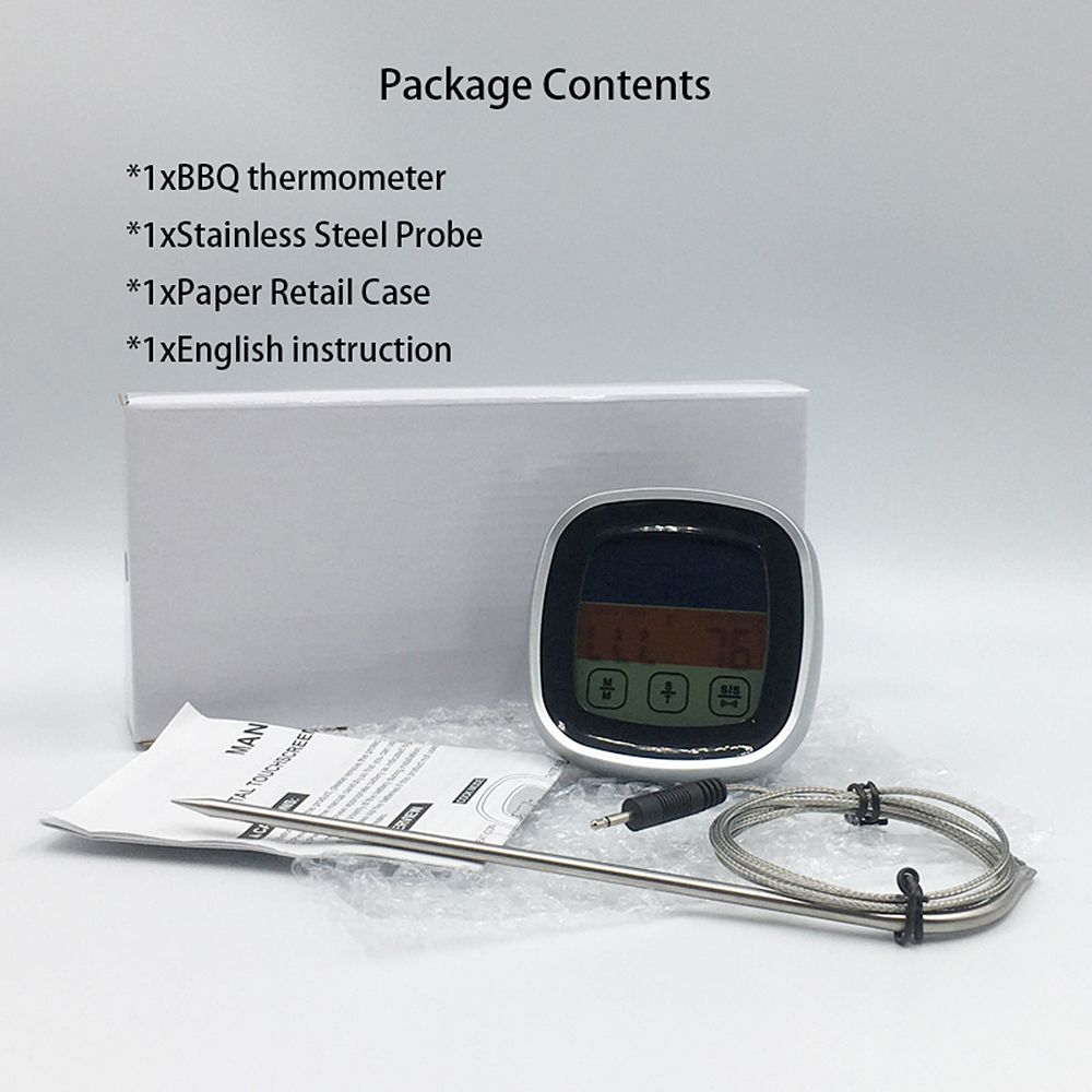 BBQ Thermometer 2 Alarm Mode Touch Screen Backlight Function Meat Thermometer for Outdoor Camping Picnic