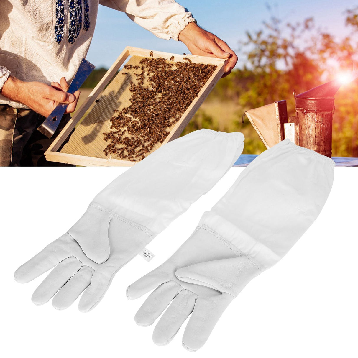 Beekeeping Gloves with Long Protective Sleeves Elastic Cuffs Beekeeper Beekeeping Supplies XL