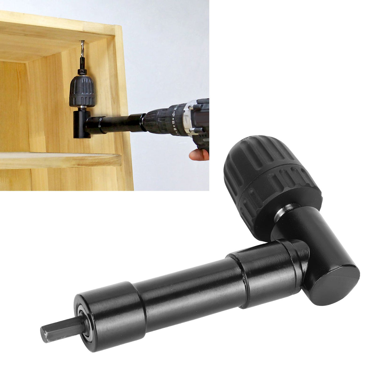 Right Angle Drill Attachment Adapter 90 Degrees Drilling Extension Chuck Tools Black