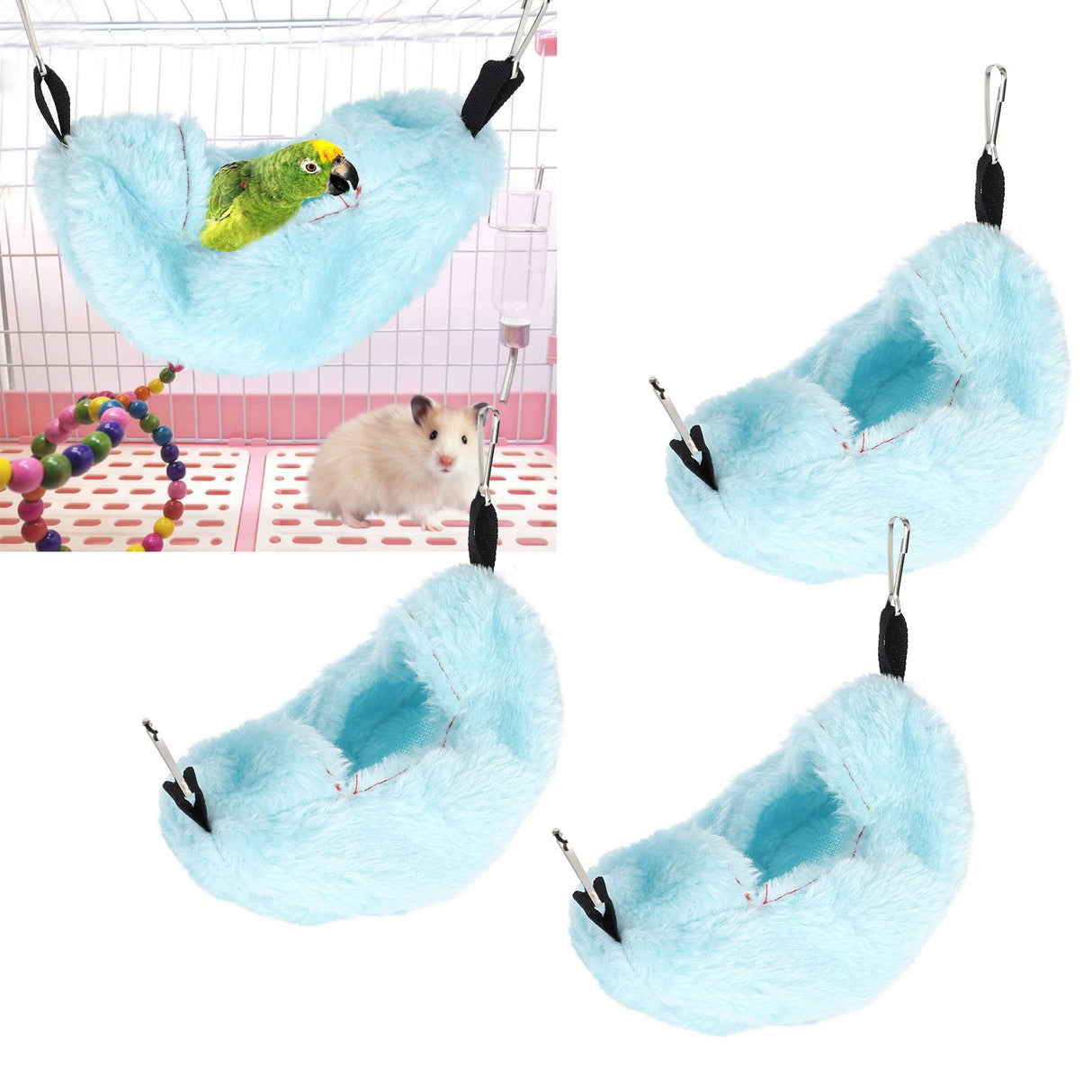 3 Sets Parrots Cage Bird Tent Bed House Hanging Hammock Hamster Nests Small Animals Accessories
