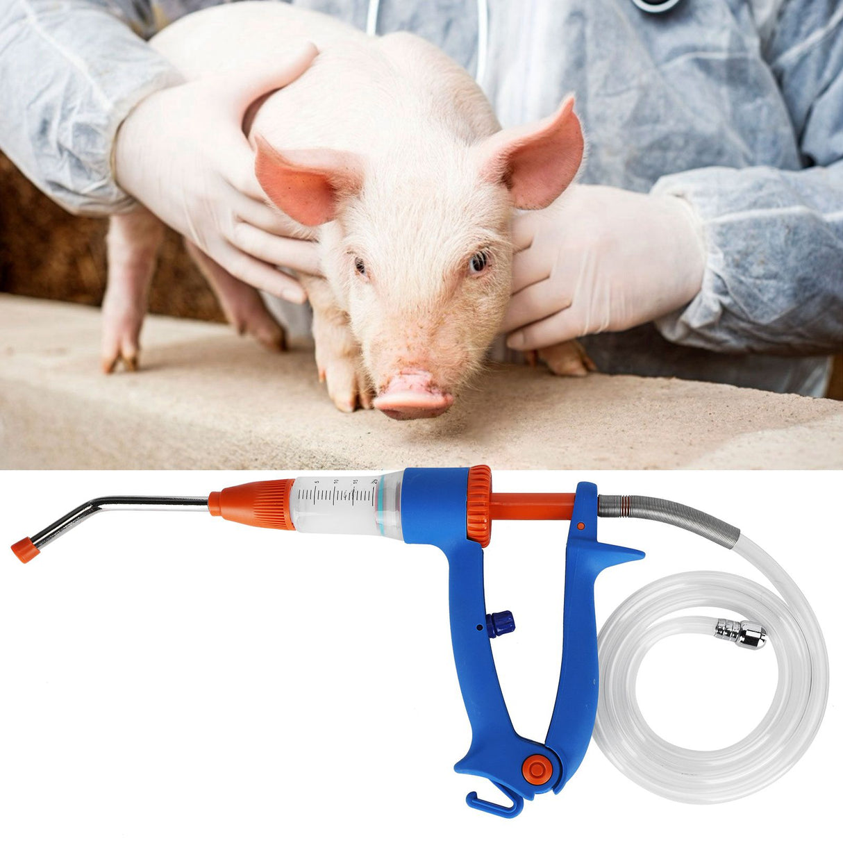 20ml Adjustable Continuous Vaccine Injector Automatic Feeding Injection Tool Veterinary Use