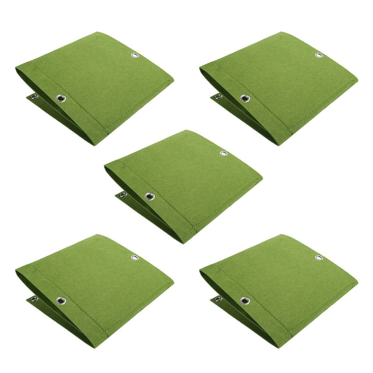 5Pcs Plant Growing Bags Wall Mounted Degradable 3‑Pockets Planter Garden AccessoryGreen