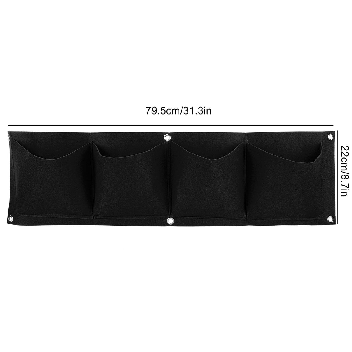 4Pcs 4 Pocket Plant Grow Bag Wall Mounted Reusable Degradable Felt Garden PlanterBlack