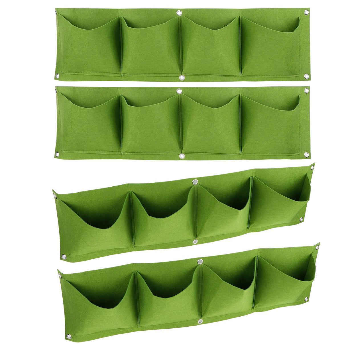 4Pcs 4 Pocket Plant Grow Bag Wall Mounted Reusable Degradable Felt Garden PlanterGreen