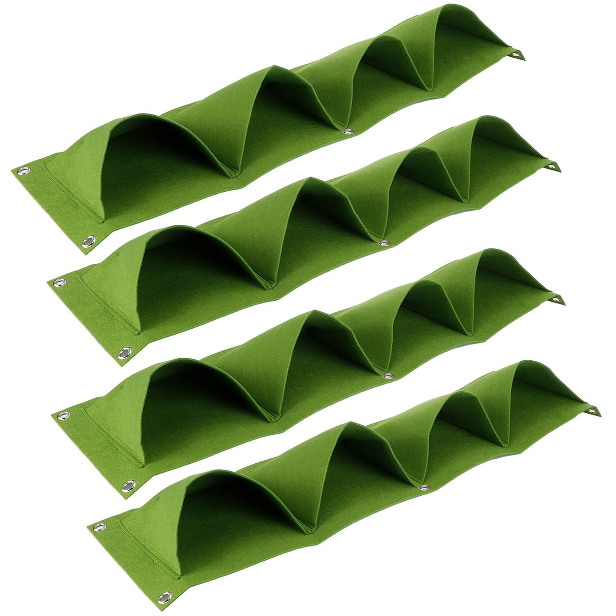 4Pcs 4 Pocket Plant Grow Bag Wall Mounted Reusable Degradable Felt Garden PlanterGreen