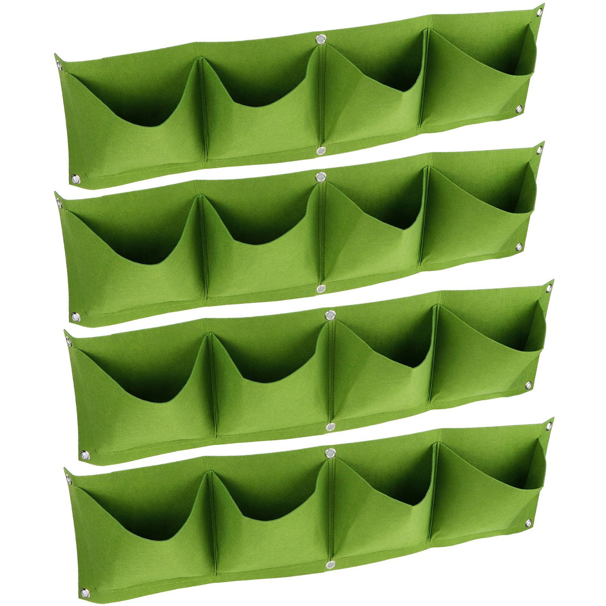 4Pcs 4 Pocket Plant Grow Bag Wall Mounted Reusable Degradable Felt Garden PlanterGreen