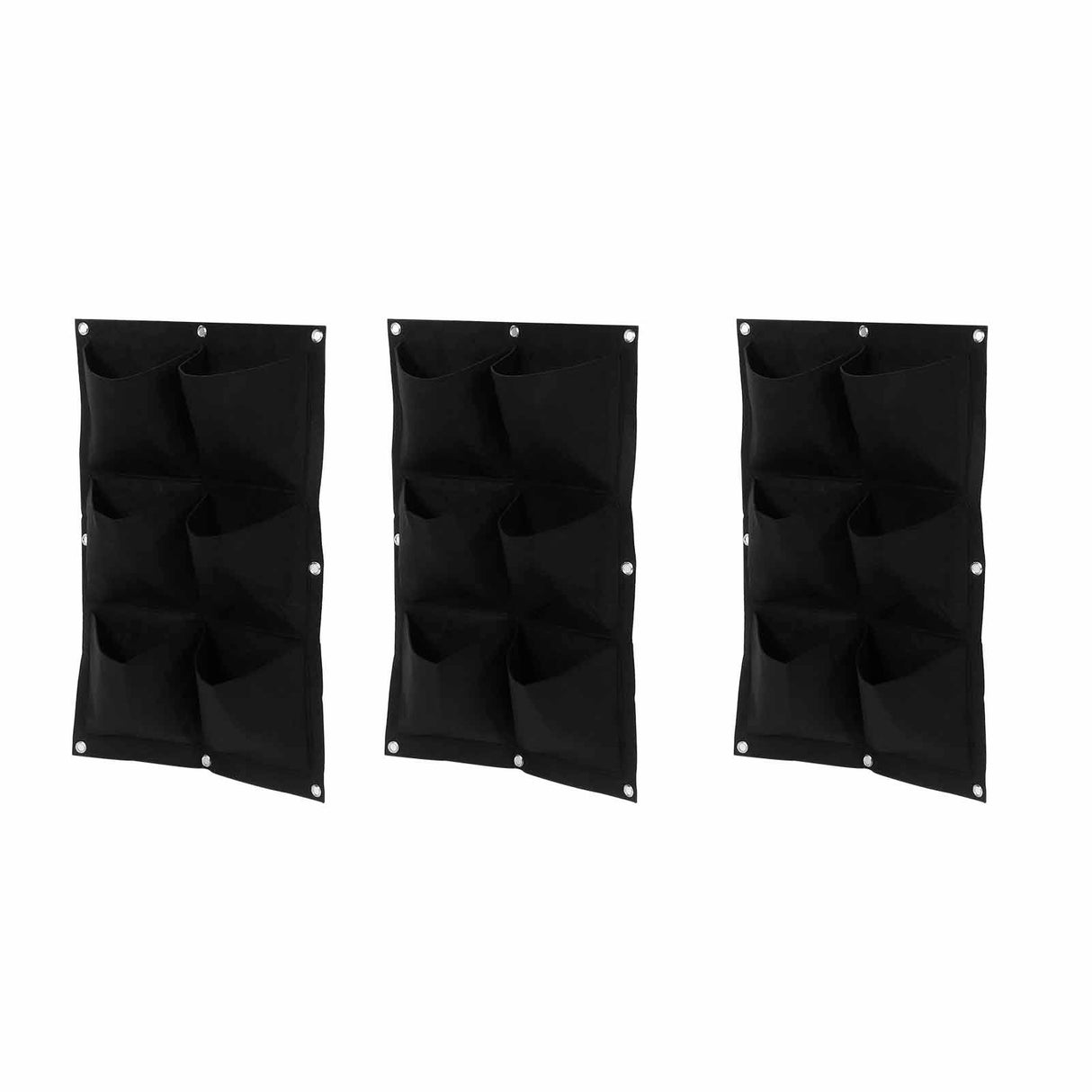 3Pcs 6 Pocket Plant Growing Bag Degradable Wall Hanging Felt Planter Bags Garden ToolBlack
