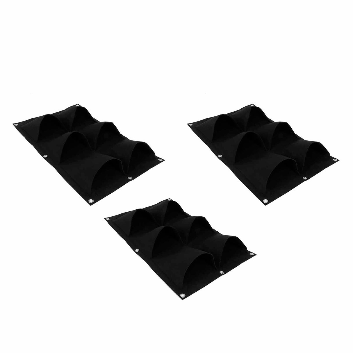 3Pcs 6 Pocket Plant Growing Bag Degradable Wall Hanging Felt Planter Bags Garden ToolBlack