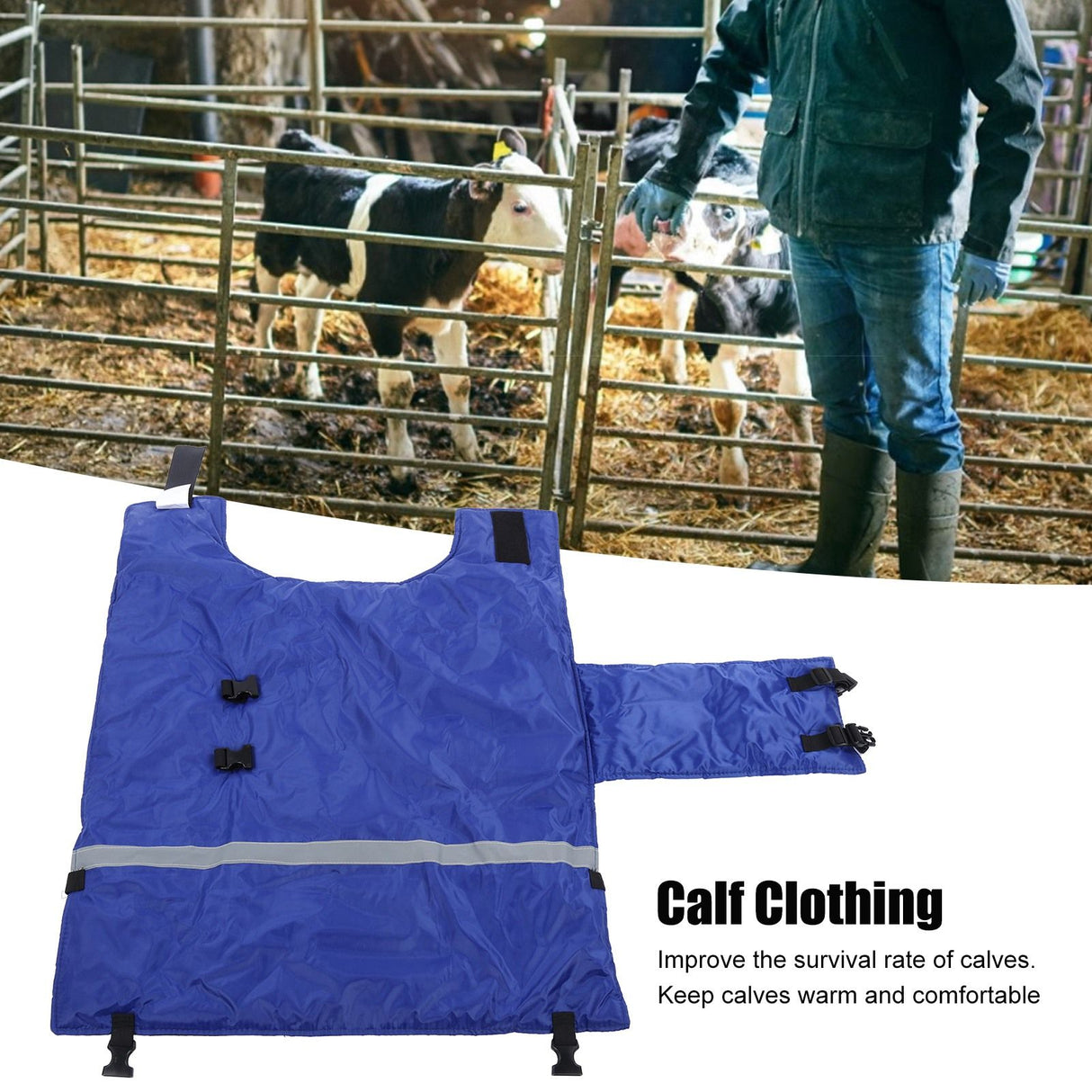 Calf Cow Warm Clothes Oxford Fabric Coat with Reflective Stripe for Newborn Calves Farm Supplies