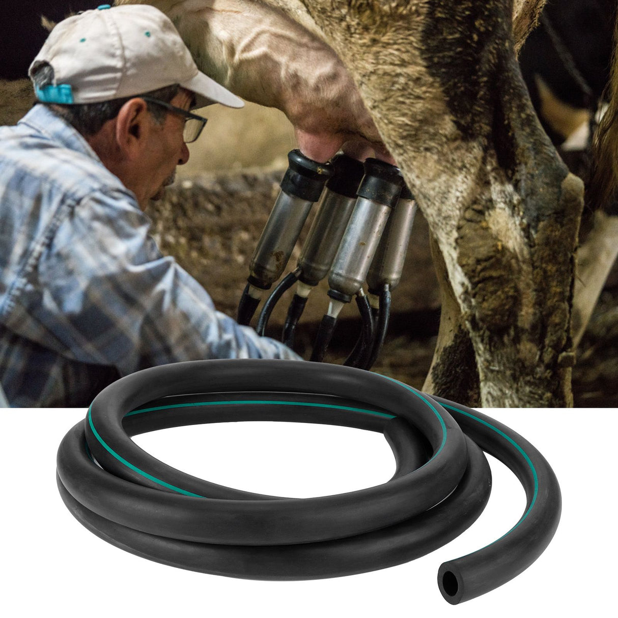 G3/8 3 m Milk Hose Flexible Black Rubber Milking Machine Tube Pipe Livestock Accessory