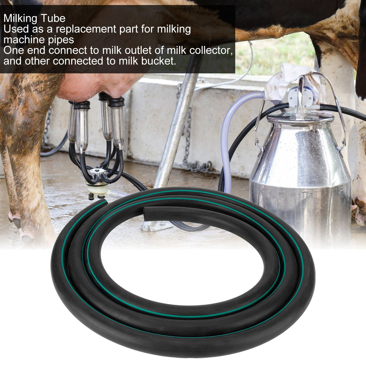 G3/8 3 m Milk Hose Flexible Black Rubber Milking Machine Tube Pipe Livestock Accessory