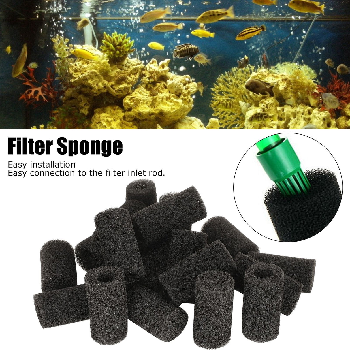 20Pcs Aquarium Fish Tank Water Inlet Sponge Filter Protector Cover Replacement AccessoriesLarge Hole