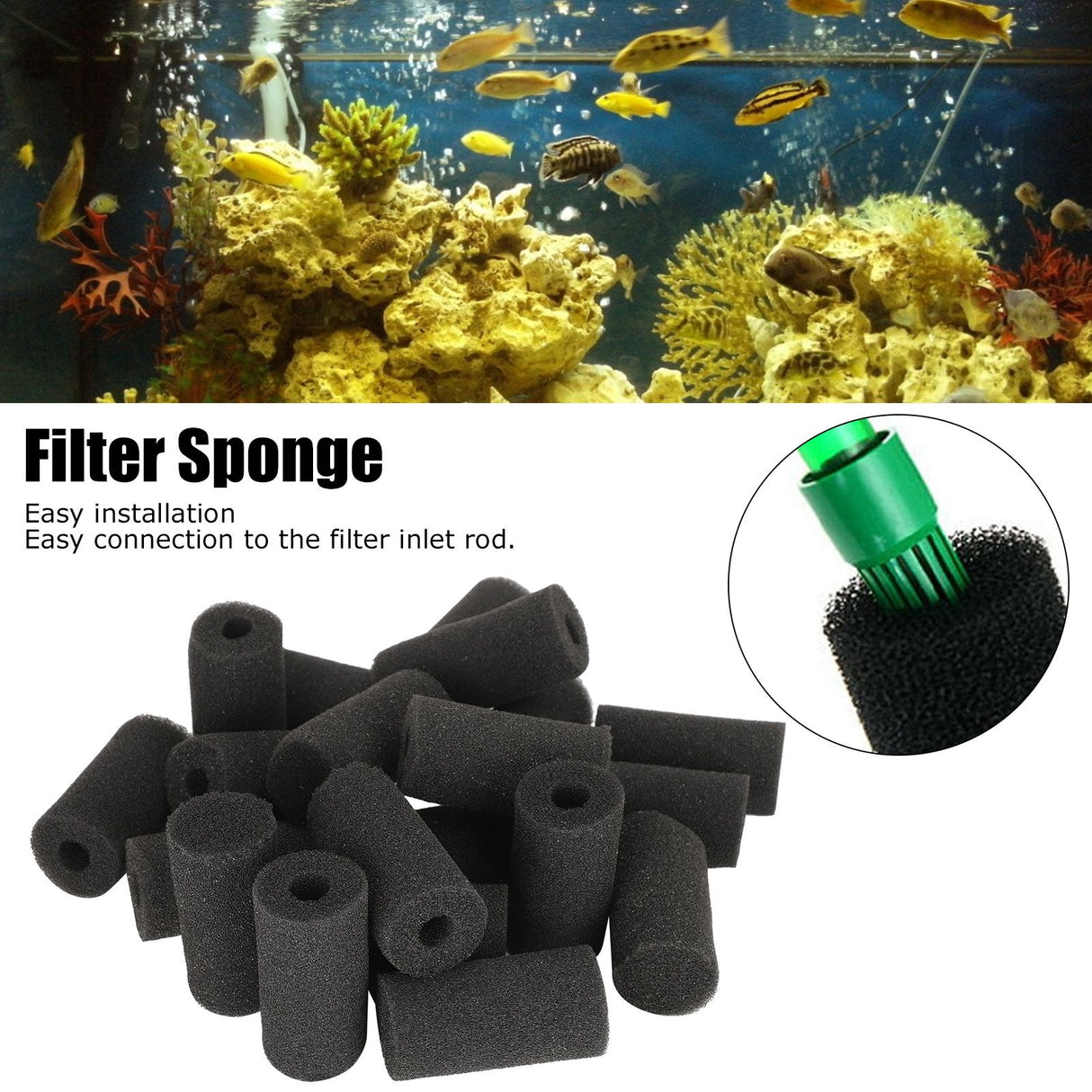 20Pcs Aquarium Fish Tank Water Inlet Sponge Filter Protector Cover Replacement AccessoriesSmall Hole