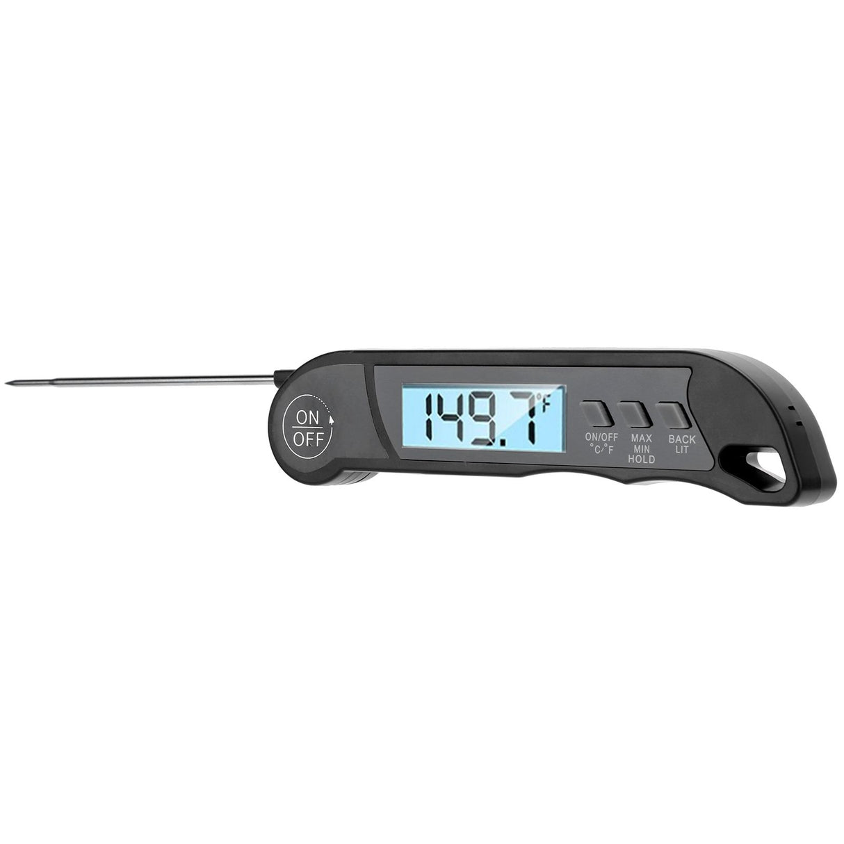 Folding Alarm Thermometer Electronic Barbecue Thermometer Food Temperature Measuring MeterBlack