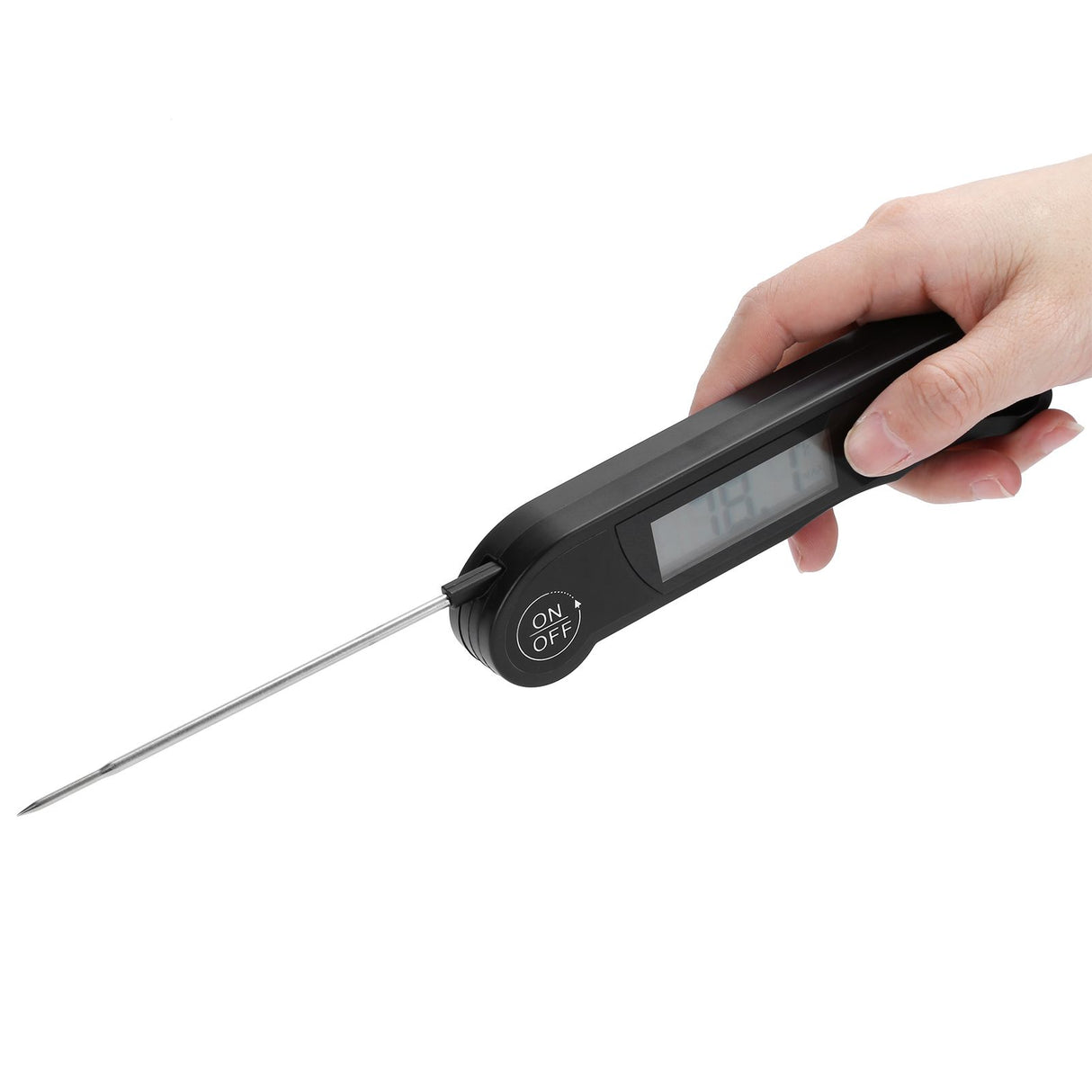 Folding Alarm Thermometer Electronic Barbecue Thermometer Food Temperature Measuring MeterBlack