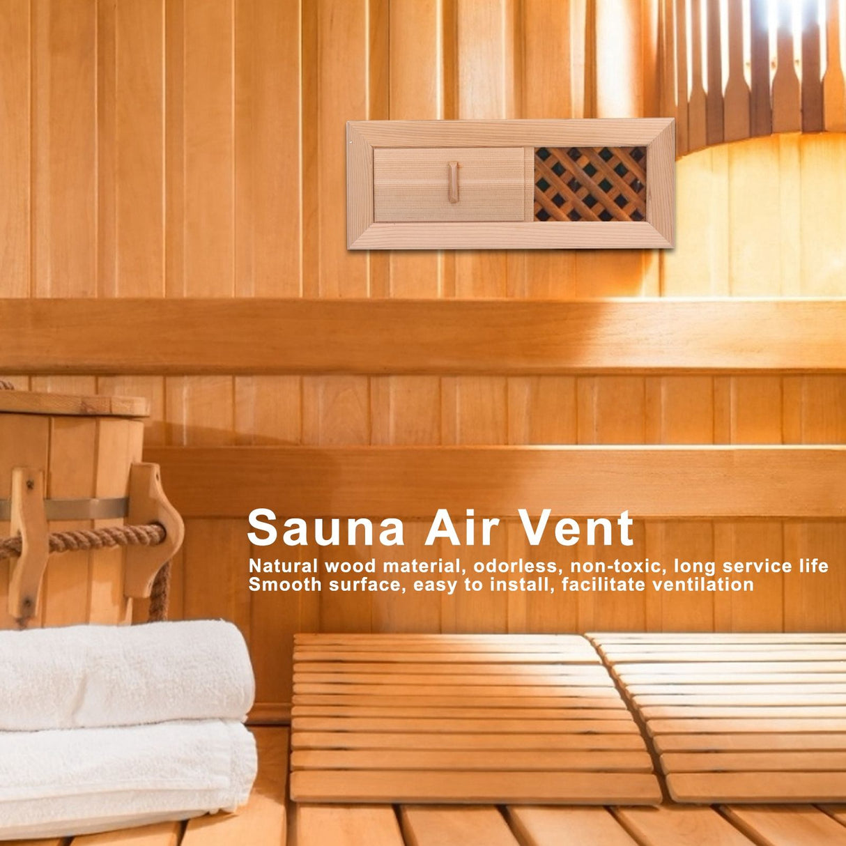 Sauna Air Vent Wooden Rectangle Grille Ventilation Equipment Steam Room Accessory