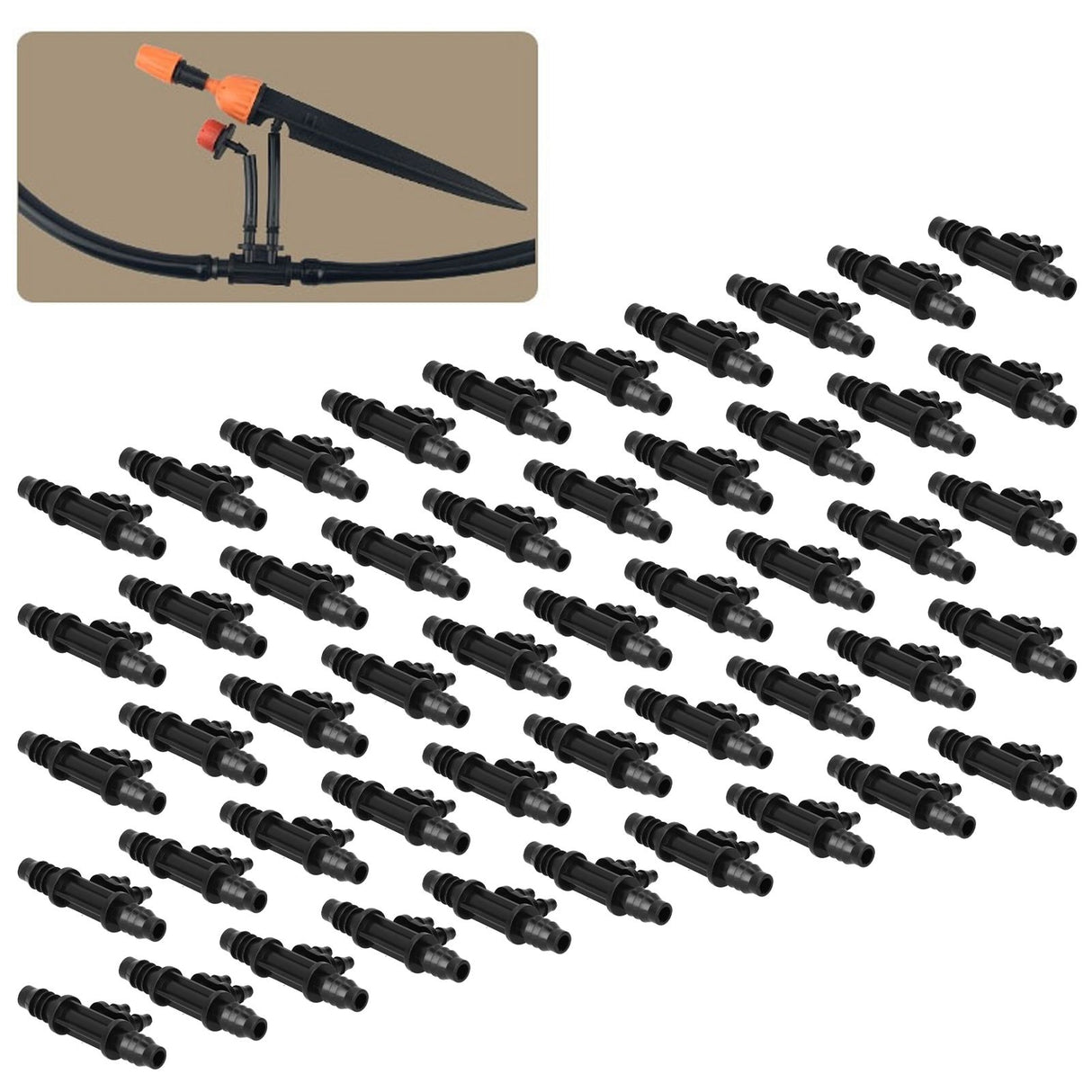 50PCS 4‑Way Connector 8/11 to 4/7mm Drip Irrigation Tubing Connector Fitting Gardening Accessory