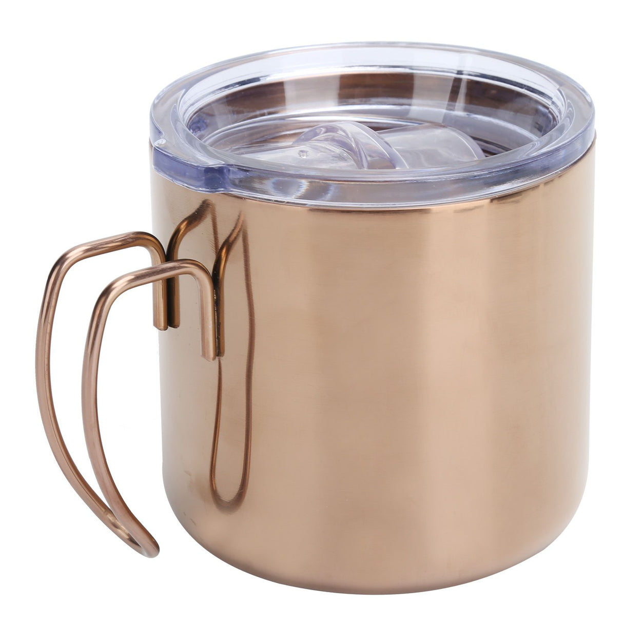 Retro Coffee Mug 304 Stainless Steel Double Walled Anti‑Scalding Cup for Picnic Barbecue with Lid