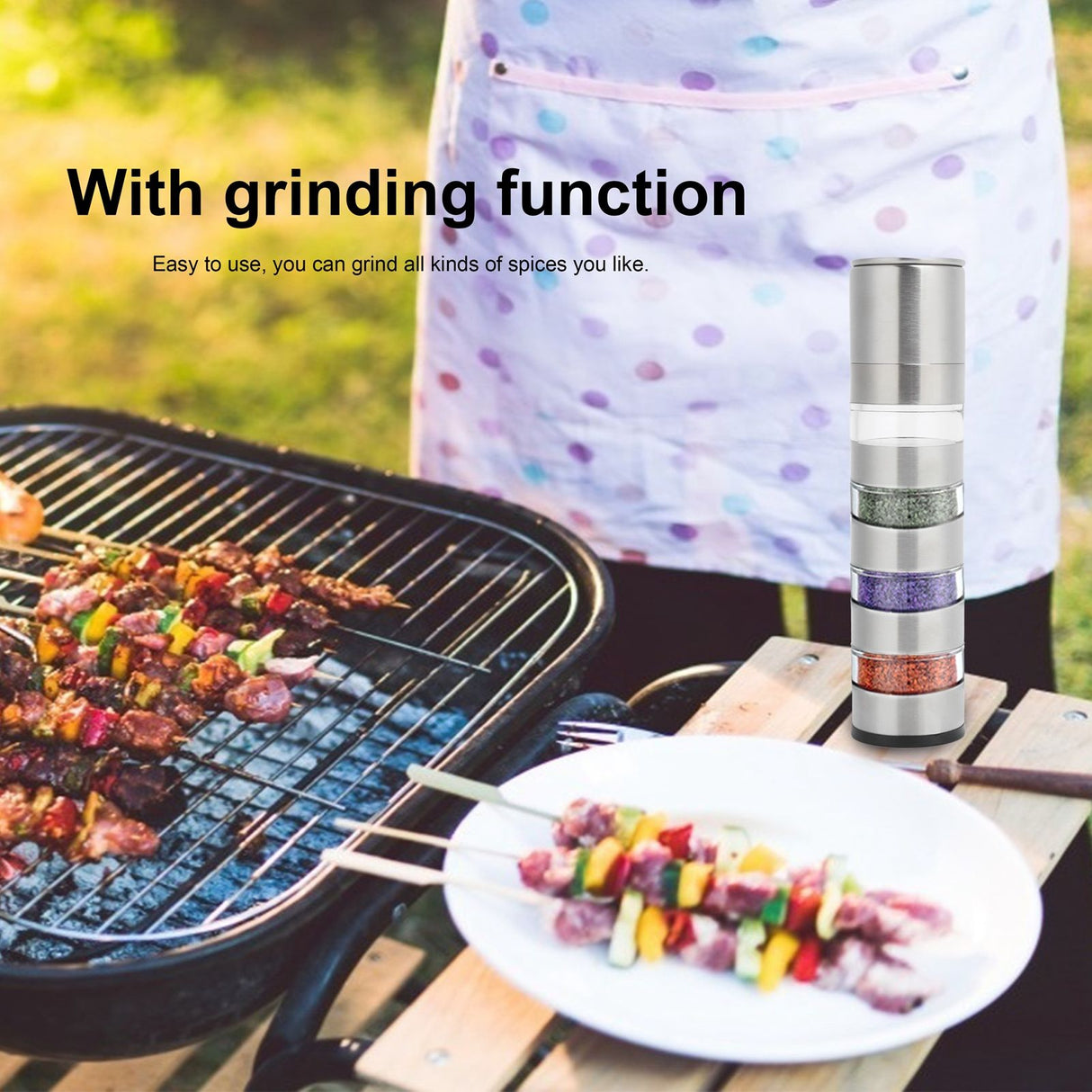 Seasoning Jar Set Spice Bottles Grinder Condiment Dispenser for Outdoor Camping