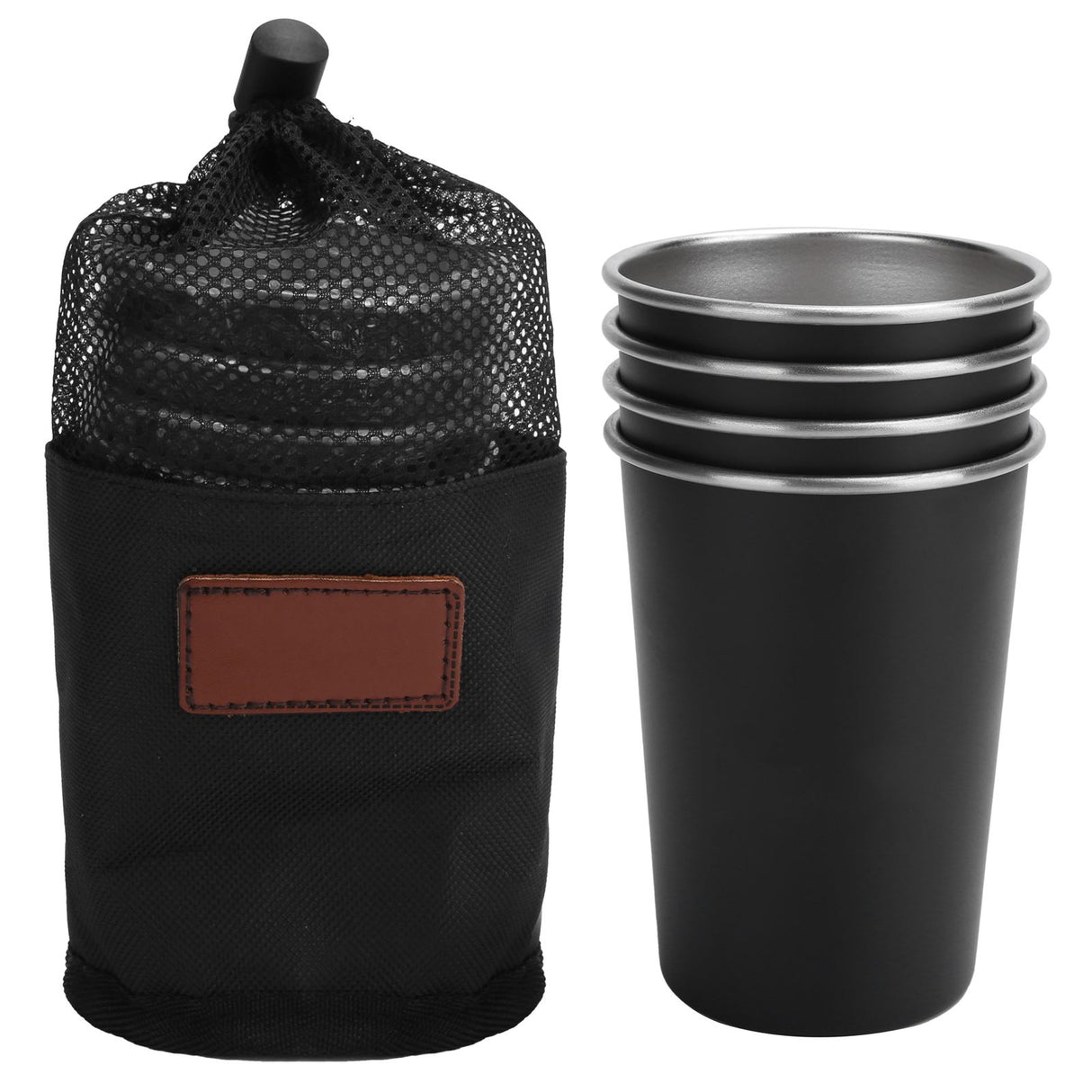 4Pcs Stainless Steel Picnic Cup Beer Beverage Drinking Cup for Outdoor Mountaineering Camping