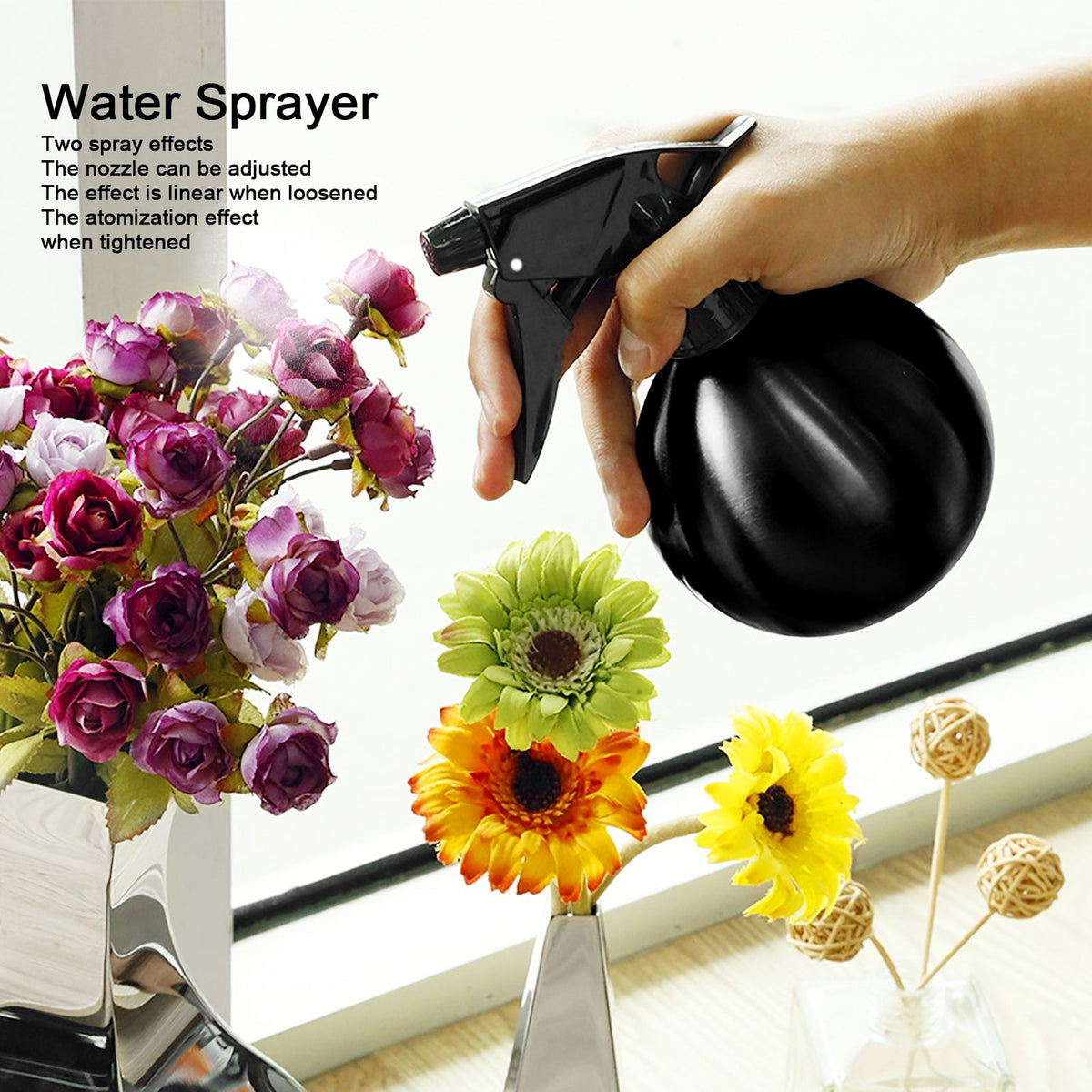 500ml Stainless Steel Watering Pot Household Garden Plant Flower Water Sprayer BottleBlack
