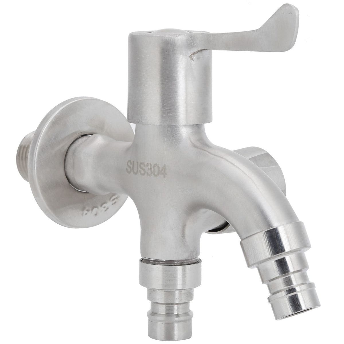 G1/2 Male Thread Water Faucet Dual Outlet Stainless Steel Water Tap for Gardens Washing Machines