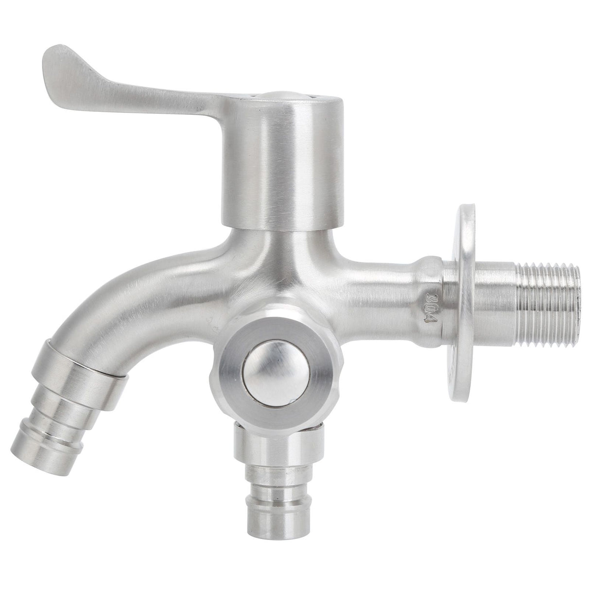 G1/2 Male Thread Water Faucet Dual Outlet Stainless Steel Water Tap for Gardens Washing Machines