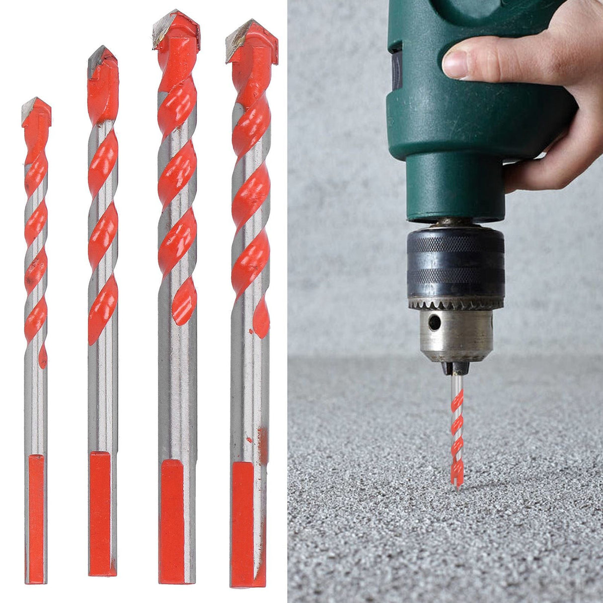 4pcs Multi‑Function Drill Bit Set 6mm/0.24in 8mm/0.31in 10mm/0.39in 12mm/0.47in Hole Opener Tool