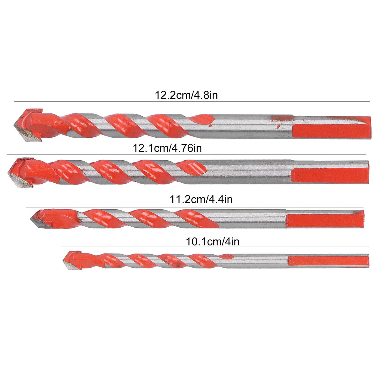 4pcs Multi‑Function Drill Bit Set 6mm/0.24in 8mm/0.31in 10mm/0.39in 12mm/0.47in Hole Opener Tool