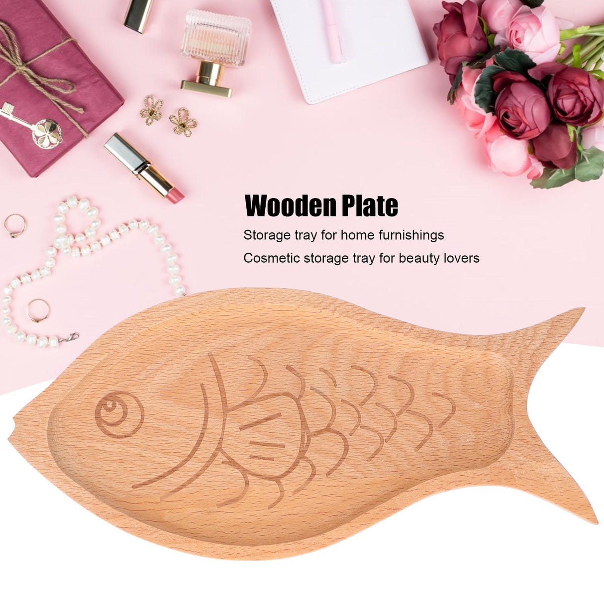 Wooden Plate FishShaped MultiGrain Creative Fruit Dessert Tray Table Box Candy Dish