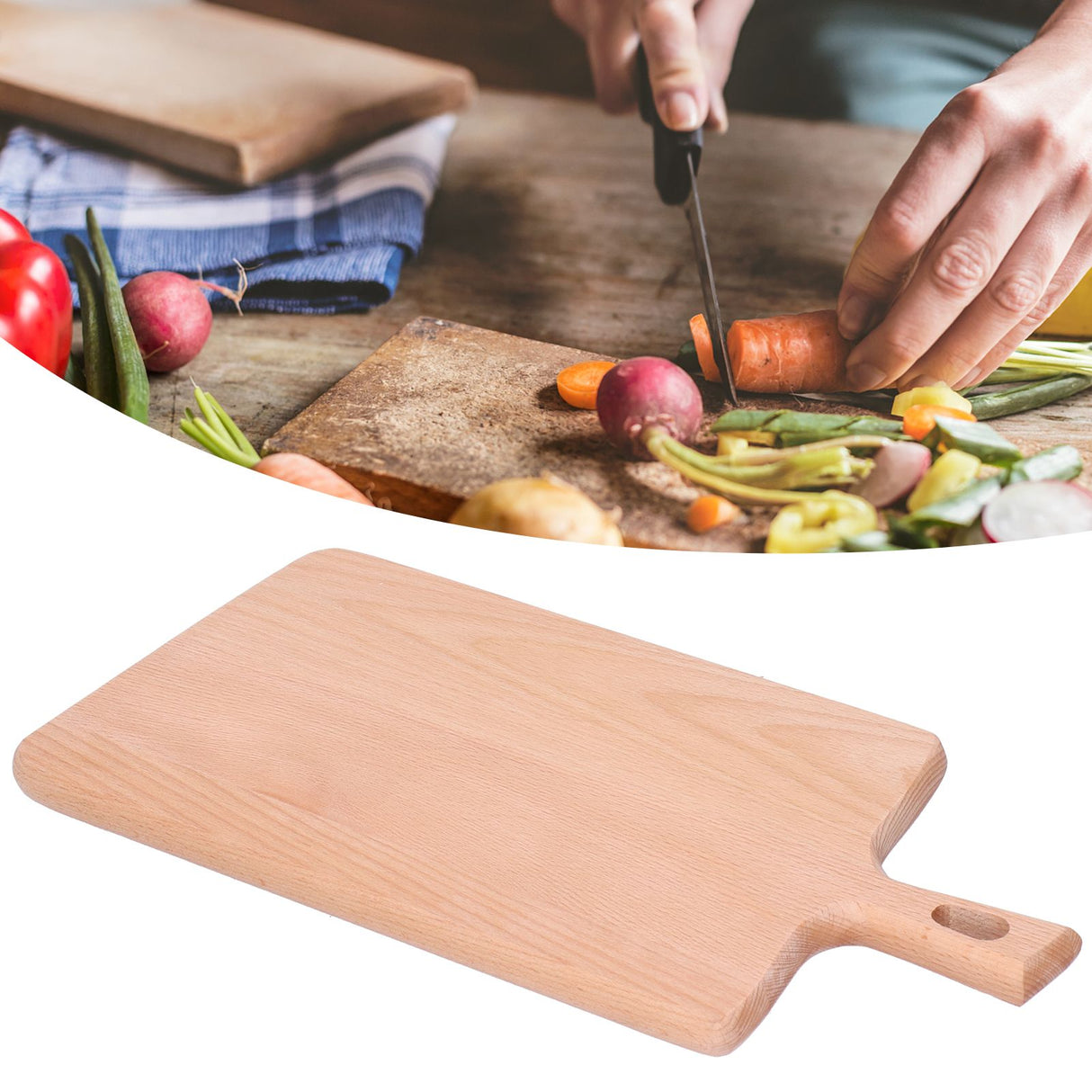Wood Cutting Board Kitchen Vegetable Bread Fruit Pizza Chopping Plate Accessory Cutlery 36x19x1.5cm