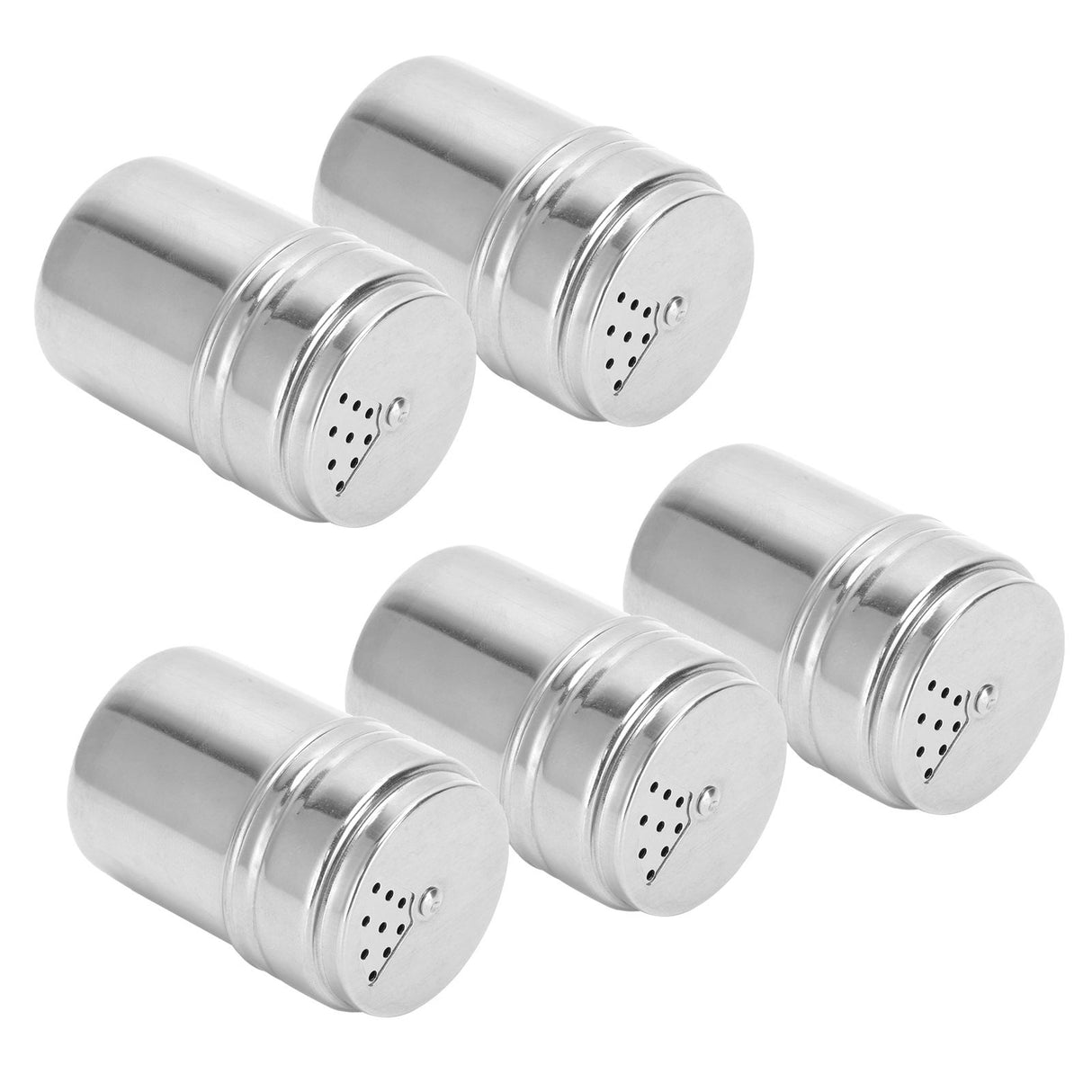 5PCS Seasoning Bottle Stainless Steel Spice Shaker with Rotating Cover Kitchen Gadget BBQ Tool