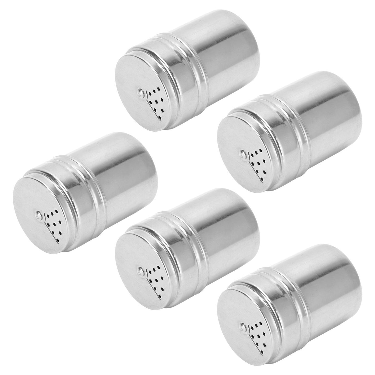 5PCS Seasoning Bottle Stainless Steel Spice Shaker with Rotating Cover Kitchen Gadget BBQ Tool