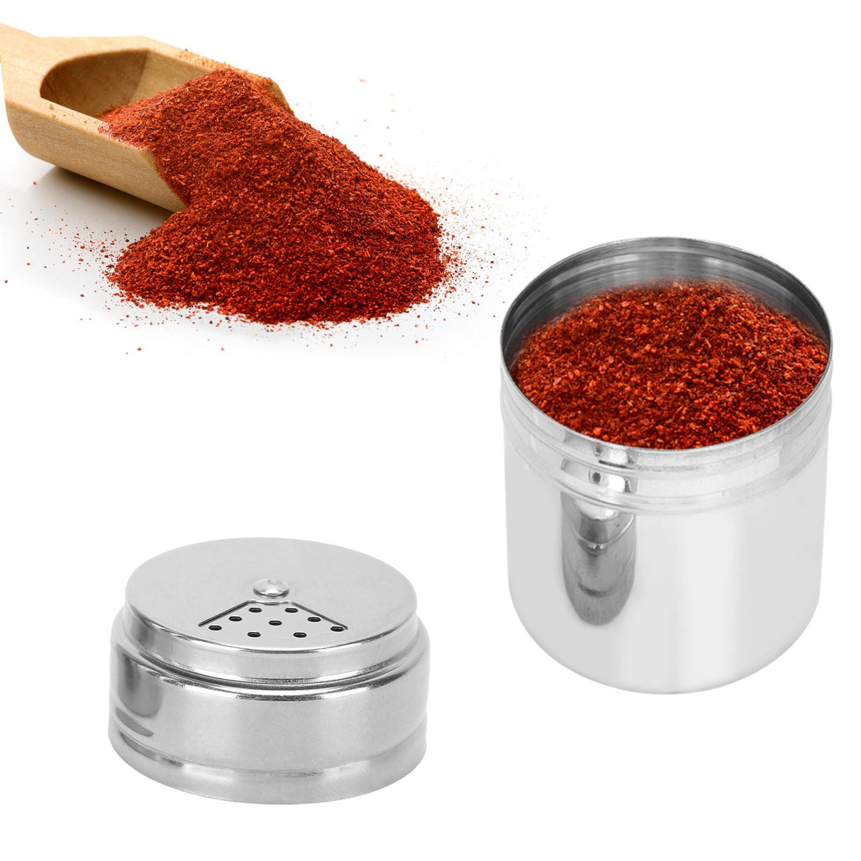 5PCS Seasoning Bottle Stainless Steel Spice Shaker with Rotating Cover Kitchen Gadget BBQ Tool