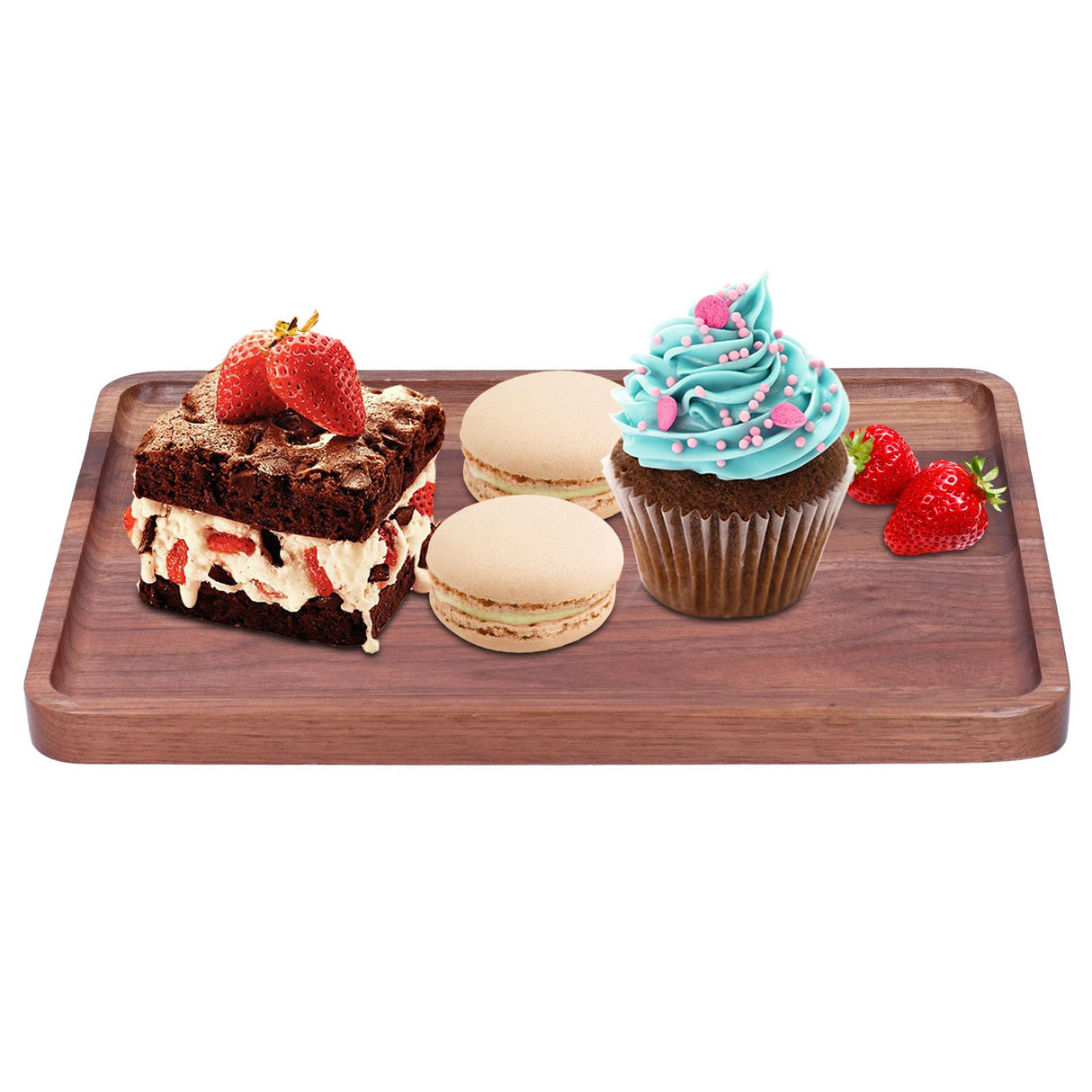 Walnut Service Plate Square Decoration Fruit Food Dessert Plate Tray Wooden BBQ Plate34x23x2