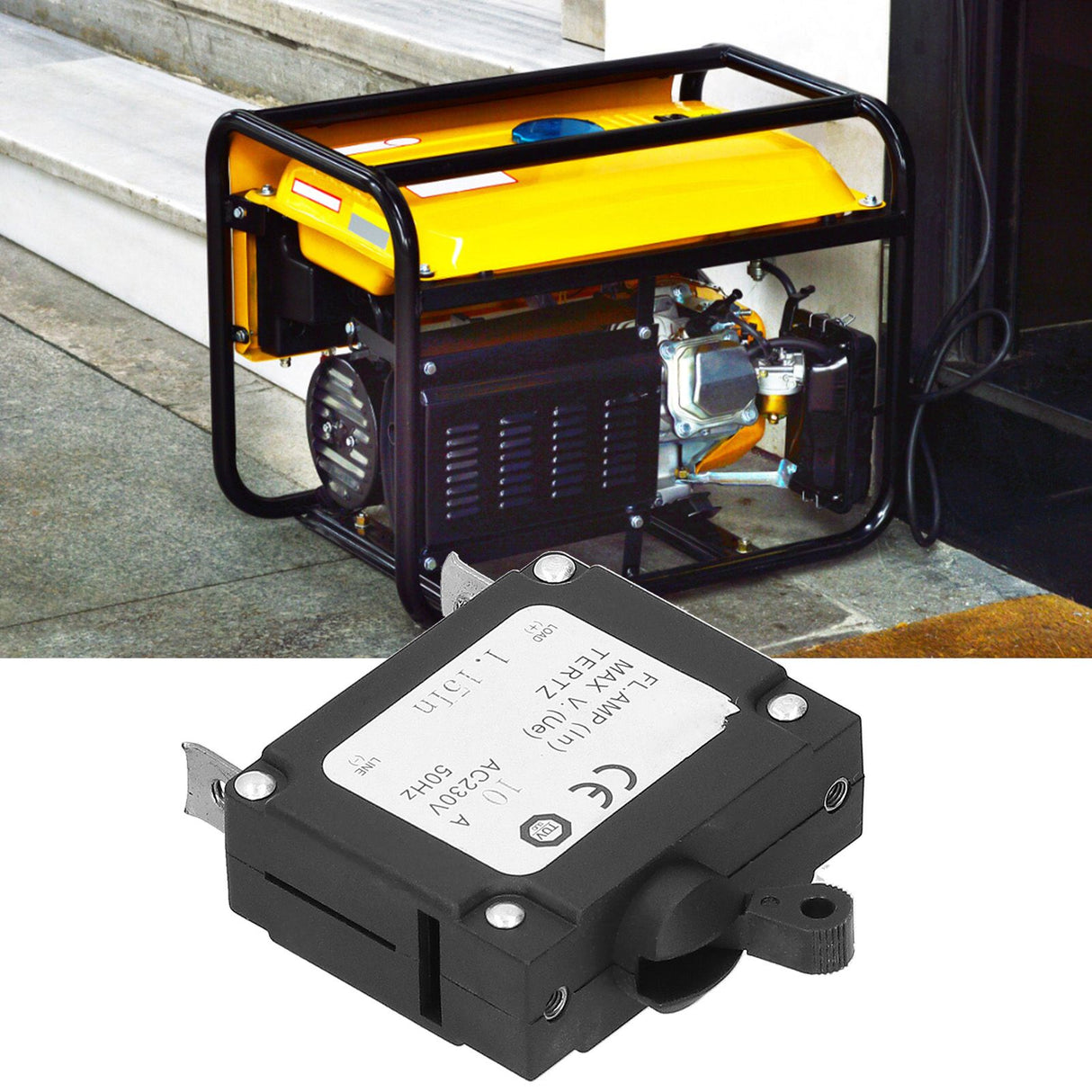 2PCS Power Switch Circuit Breaker Leakage Protector Fit for 168F 170F Gasoline Generator 2KW‑3KW