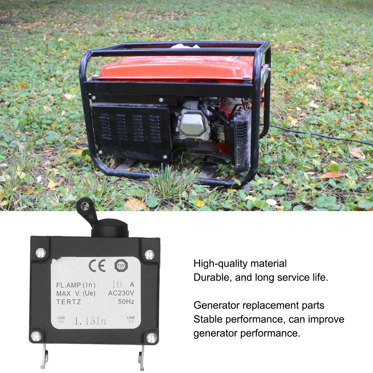 2PCS Power Switch Circuit Breaker Leakage Protector Fit for 168F 170F Gasoline Generator 2KW‑3KW