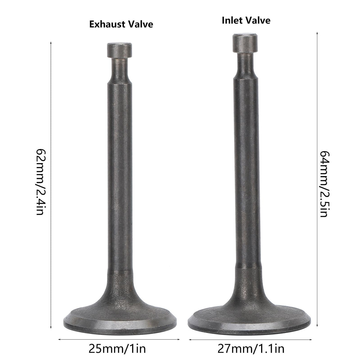 2 Set Intake Exhaust Valve Kit 170F/GX210 Cylinder Head 2.5kw‑3kw Gasoline Generator Parts