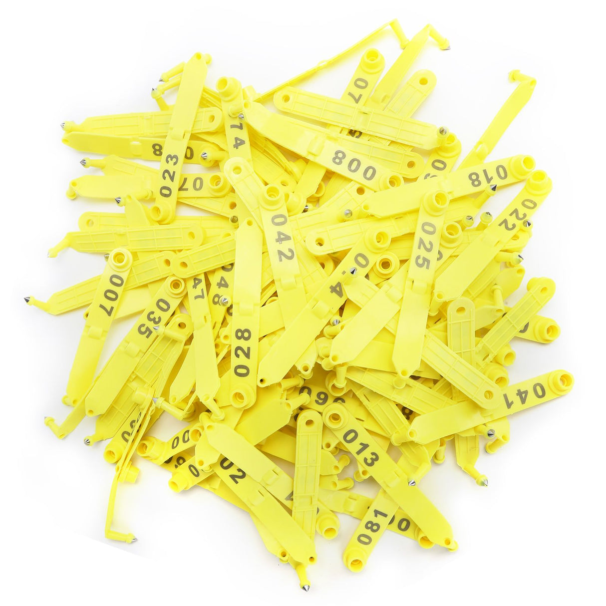 100Pcs Sheep Ear Tag Double Folded Yellow Integrated Number Animal Identification Card