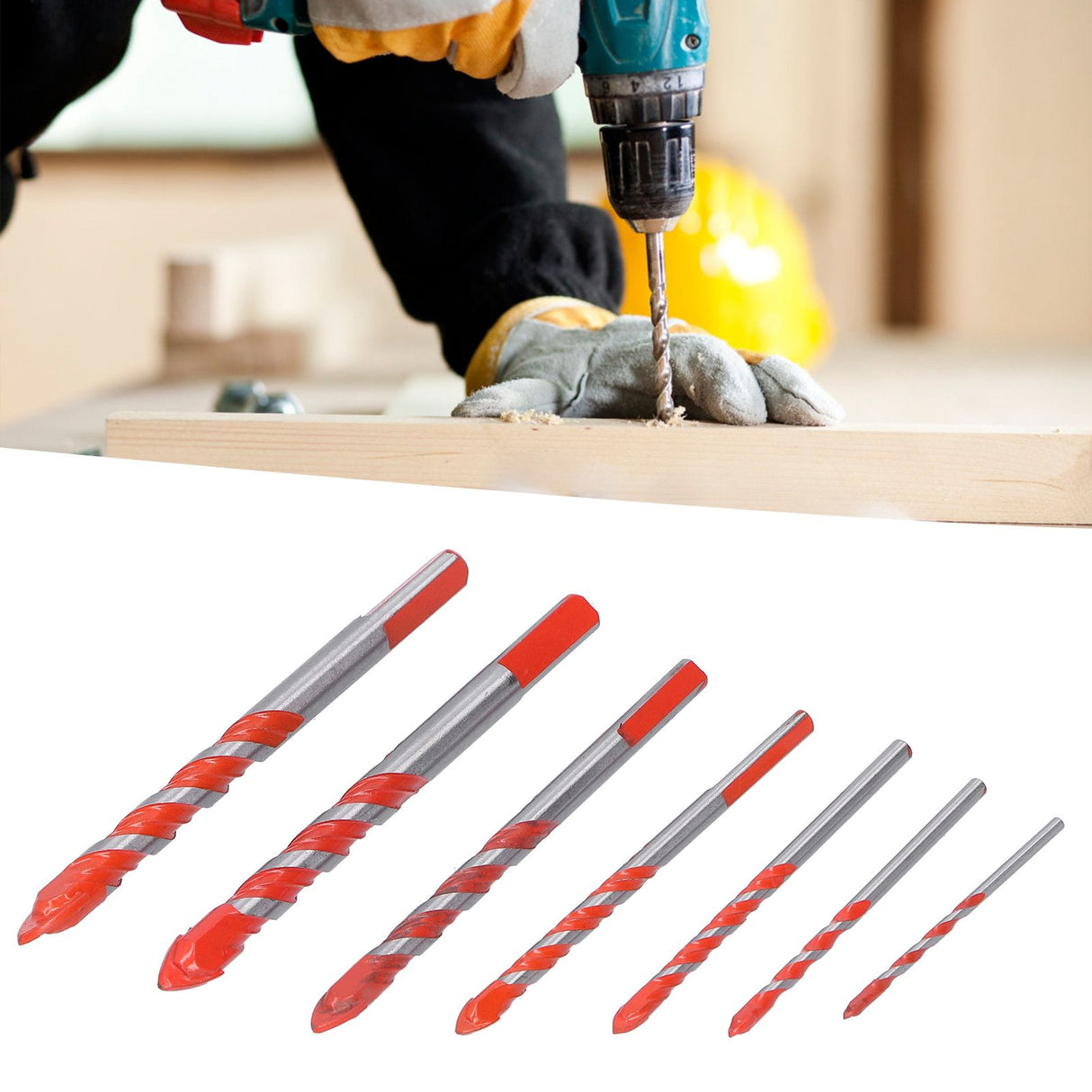 Drill Bit Set Multi Purpose Bits Accessory for Ceramic Tile Concrete Glass Drilling(7Pcs )