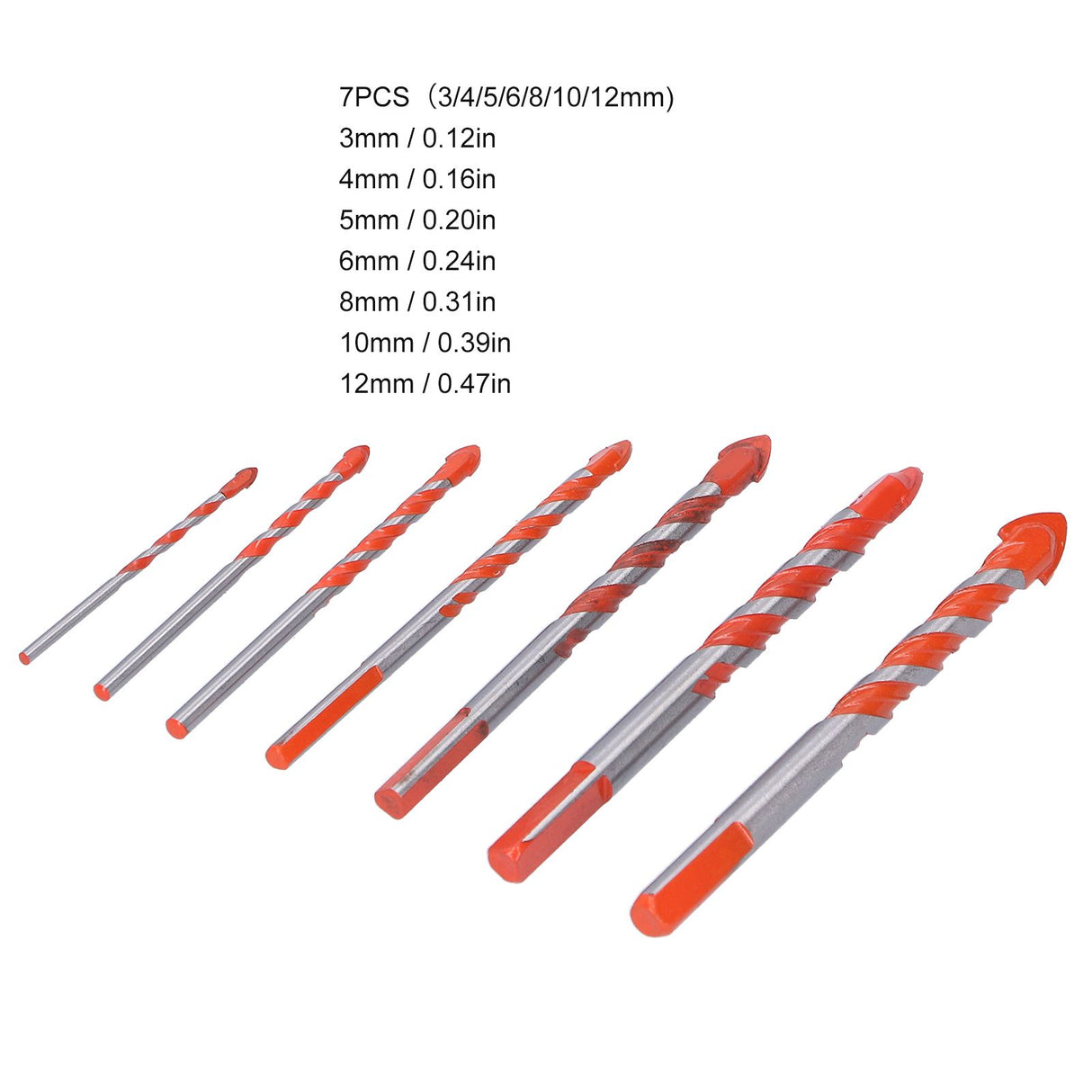 Drill Bit Set Multi Purpose Bits Accessory for Ceramic Tile Concrete Glass Drilling(7Pcs )