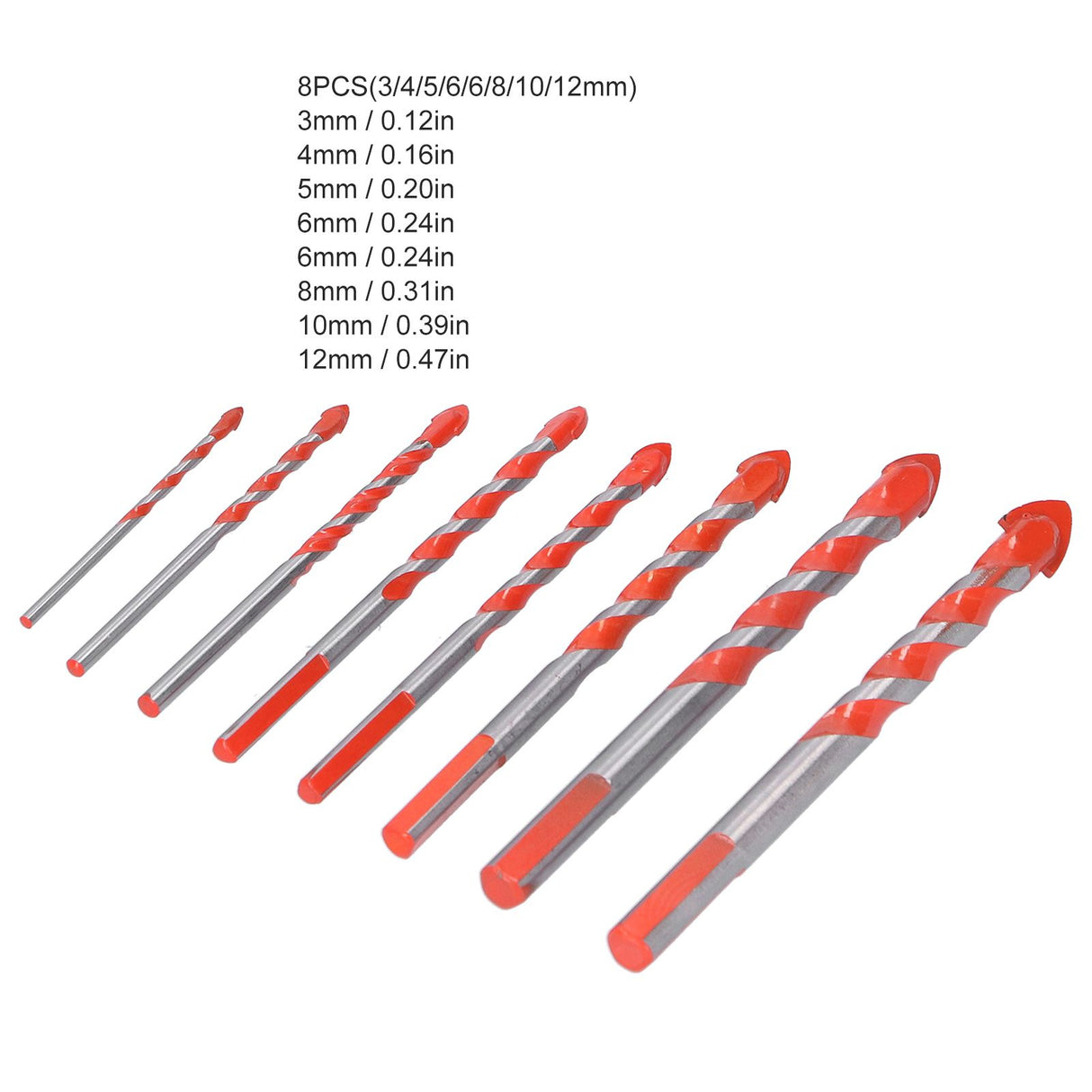 Drill Bit Set Multi Purpose Bits Accessory for Ceramic Tile Concrete Glass Drilling(8Pcs )