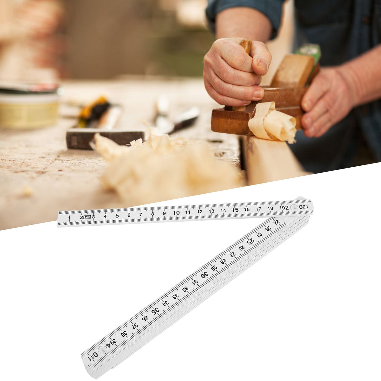2Pcs 2m Folding Carpenters Ruler Lightweight Compact Measuring Stick Woodworking Tool